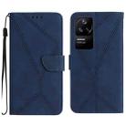 For Xiaomi POCO F4 5G Stitching Embossed Leather Phone Case(Blue) - 1