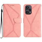 For Xiaomi POCO F5 5G Stitching Embossed Leather Phone Case(Pink) - 1
