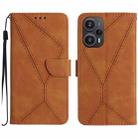 For Xiaomi POCO F5 5G Stitching Embossed Leather Phone Case(Brown) - 1