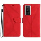 For Xiaomi POCO F5 Pro 5G Stitching Embossed Leather Phone Case(Red) - 1