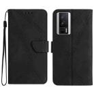For Xiaomi POCO F5 Pro 5G Stitching Embossed Leather Phone Case(Black) - 1