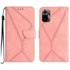 For Xiaomi POCO M5S Stitching Embossed Leather Phone Case(Pink) - 1