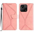 For Xiaomi Redmi 10A Stitching Embossed Leather Phone Case(Pink) - 1