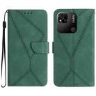 For Xiaomi Redmi 10A Stitching Embossed Leather Phone Case(Green) - 1