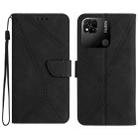 For Xiaomi Redmi 10A Stitching Embossed Leather Phone Case(Black) - 1