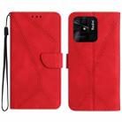 For Xiaomi Redmi 10C Stitching Embossed Leather Phone Case(Red) - 1