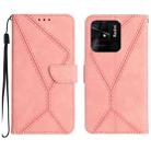 For Xiaomi Redmi 10C Stitching Embossed Leather Phone Case(Pink) - 1