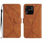 For Xiaomi Redmi 10C Stitching Embossed Leather Phone Case(Brown) - 1