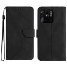 For Xiaomi Redmi 10C Stitching Embossed Leather Phone Case(Black) - 1