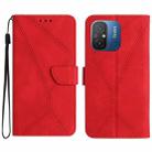 For Xiaomi Redmi 11A Stitching Embossed Leather Phone Case(Red) - 1