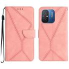 For Xiaomi Redmi 11A Stitching Embossed Leather Phone Case(Pink) - 1