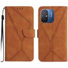 For Xiaomi Redmi 11A Stitching Embossed Leather Phone Case(Brown) - 1