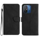 For Xiaomi Redmi 11A Stitching Embossed Leather Phone Case(Black) - 1