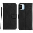 For Xiaomi Redmi A1+ / A2+ Stitching Embossed Leather Phone Case(Black) - 1