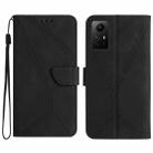 For Xiaomi Redmi Note 12S Stitching Embossed Leather Phone Case(Black) - 1