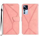For Xiaomi 12T / 12T Pro Stitching Embossed Leather Phone Case(Pink) - 1