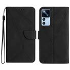 For Xiaomi 12T / 12T Pro Stitching Embossed Leather Phone Case(Black) - 1