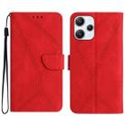 For Xiaomi Redmi 12 5G Stitching Embossed Leather Phone Case(Red) - 1