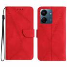 For Xiaomi Redmi 13C 4G Stitching Embossed Leather Phone Case(Red) - 1