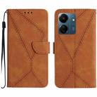 For Xiaomi Redmi 13C 4G Stitching Embossed Leather Phone Case(Brown) - 1