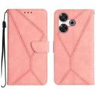 For Xiaomi Redmi 13 4G Global / 5G Global Stitching Embossed Leather Phone Case(Pink) - 1