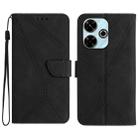 For Xiaomi Redmi 13 4G Global Stitching Embossed Leather Phone Case(Black) - 1