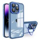 For iPhone 14 Plus Invisible Lens Bracket Matte Transparent Phone Case(Royal Blue) - 1