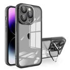 For iPhone 14 Plus Invisible Lens Bracket Matte Transparent Phone Case(Black) - 1
