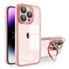For iPhone 14 Pro Invisible Lens Bracket Matte Transparent Phone Case(Pink) - 1