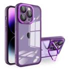 For iPhone 12 Pro Invisible Lens Bracket Matte Transparent Phone Case(Purple) - 1