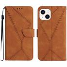 For iPhone 14 Stitching Embossed Leather Phone Case(Brown) - 1