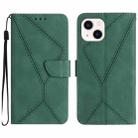 For iPhone 14 Stitching Embossed Leather Phone Case(Green) - 1