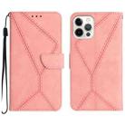 For iPhone 14 Pro Stitching Embossed Leather Phone Case(Pink) - 1