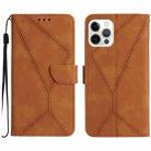 For iPhone 14 Pro Stitching Embossed Leather Phone Case(Brown) - 1