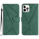 For iPhone 14 Pro Stitching Embossed Leather Phone Case(Green) - 1