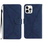 For iPhone 14 Pro Stitching Embossed Leather Phone Case(Blue) - 1