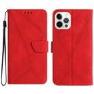 For iPhone 14 Pro Max Stitching Embossed Leather Phone Case(Red) - 1