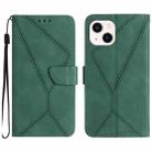 For iPhone 13 Stitching Embossed Leather Phone Case(Green) - 1