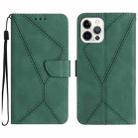 For iPhone 12 Pro Max Stitching Embossed Leather Phone Case(Green) - 1