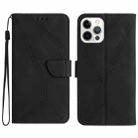 For iPhone 12 Pro Max Stitching Embossed Leather Phone Case(Black) - 1
