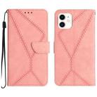 For iPhone 11 Stitching Embossed Leather Phone Case(Pink) - 1
