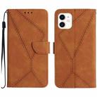 For iPhone 11 Stitching Embossed Leather Phone Case(Brown) - 1