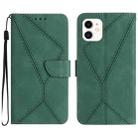 For iPhone 11 Stitching Embossed Leather Phone Case(Green) - 1