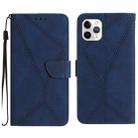 For iPhone 11 Pro Stitching Embossed Leather Phone Case(Blue) - 1
