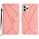 For iPhone 11 Pro Max Stitching Embossed Leather Phone Case(Pink) - 1