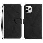 For iPhone 11 Pro Max Stitching Embossed Leather Phone Case(Black) - 1