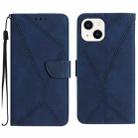 For iPhone 14 Plus Stitching Embossed Leather Phone Case(Blue) - 1
