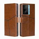 For vivo iQOO Z7x Geometric Stitching Leather Phone Case(Light Brown) - 1