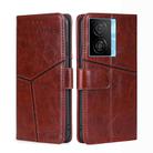 For vivo iQOO Z7x Geometric Stitching Leather Phone Case(Dark Brown) - 1