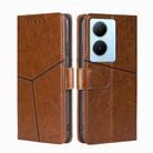 For vivo Y78 Plus 5G Geometric Stitching Leather Phone Case(Light Brown) - 1